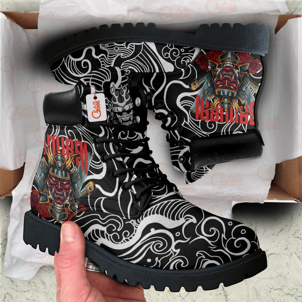 Japan Samurai Demon Mask Boots Anime Custom Shoes PT1508