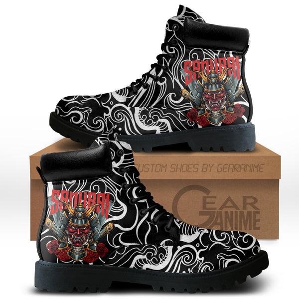 Japan Samurai Demon Mask Boots Anime Custom Shoes PT1508