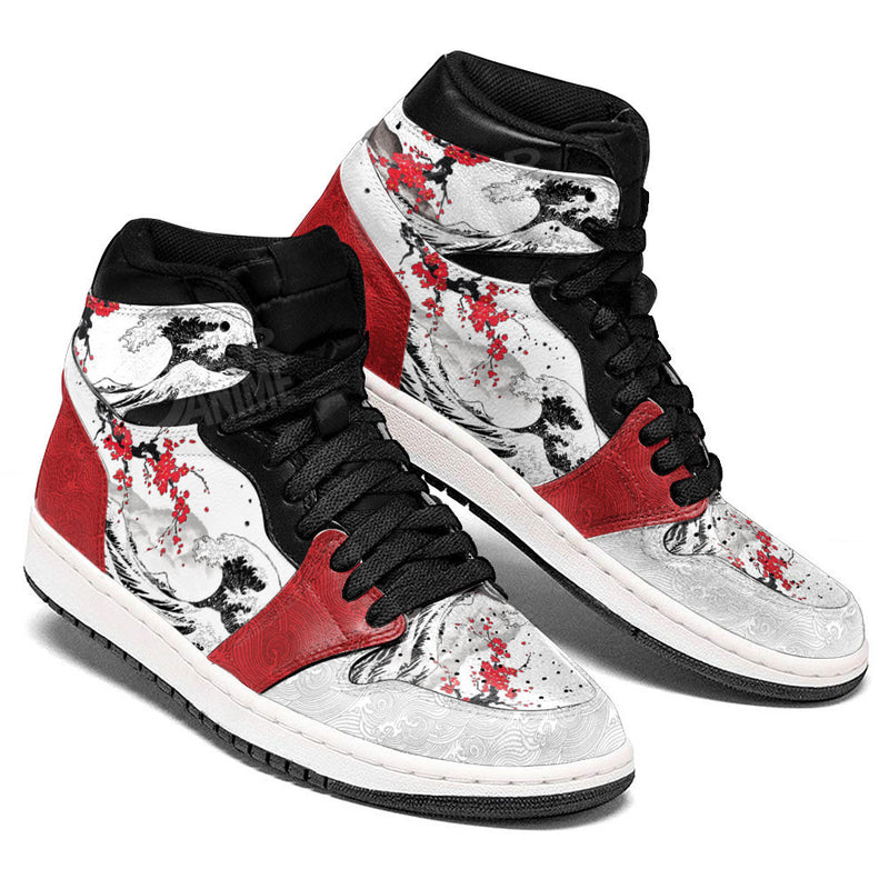 Sakura Mixed Kanagawa Great Wave J1 Sneakers Anime Custom