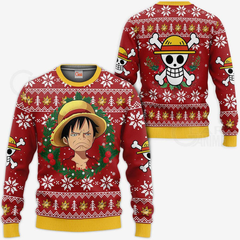 Luffy Ugly Christmas Sweater Funny Face Xmas Gift VA10