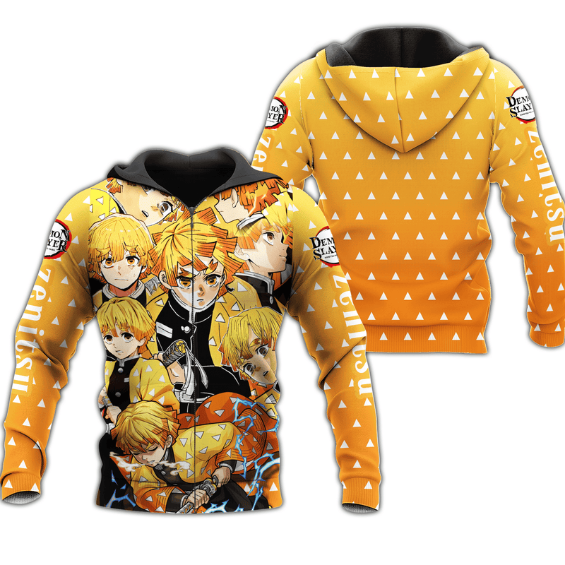 Zenitsu Agatsuma Zip Hoodie Shirt Costume Fan VA06