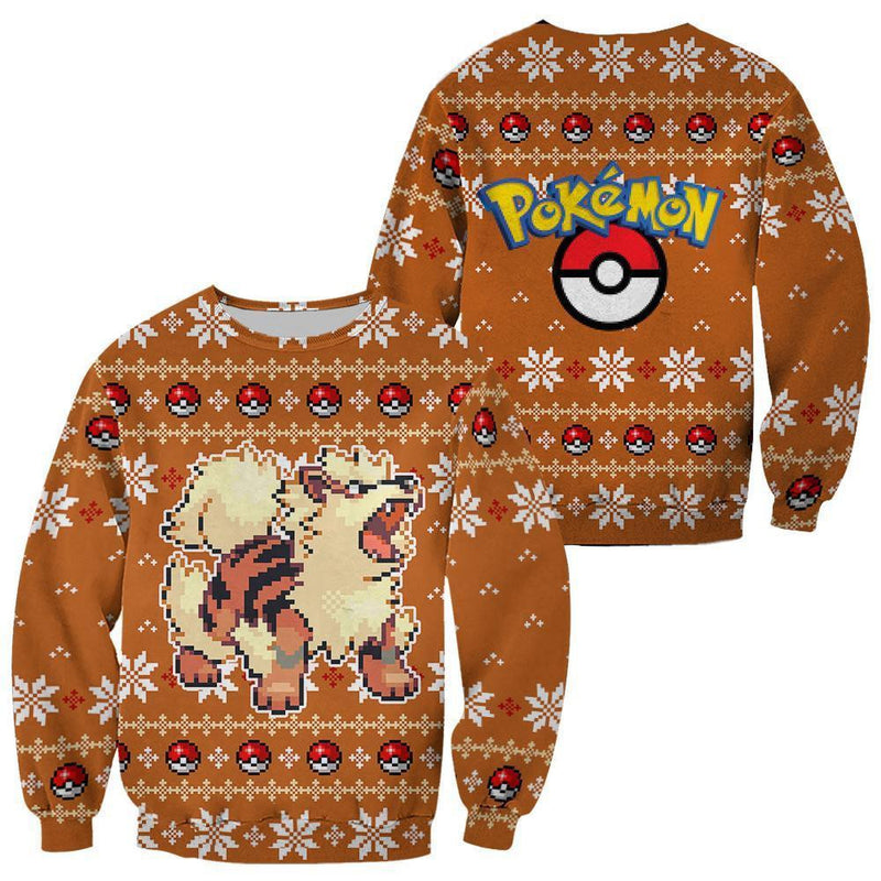 Ugly Christmas Sweater Anime Arcanine Xmas Gift