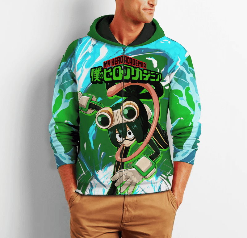 Froppy Tsuyu Asui Zip Hoodie Shirt Fan Gift HA06