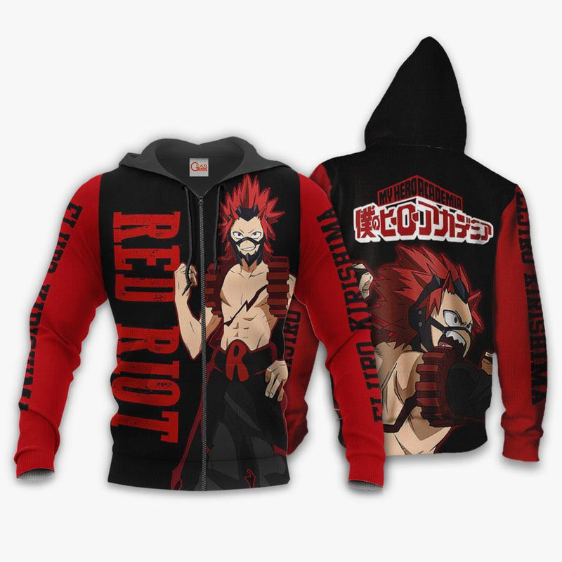 Eijiro Kirishima Shirt Red Riot Anime Zip Jacket