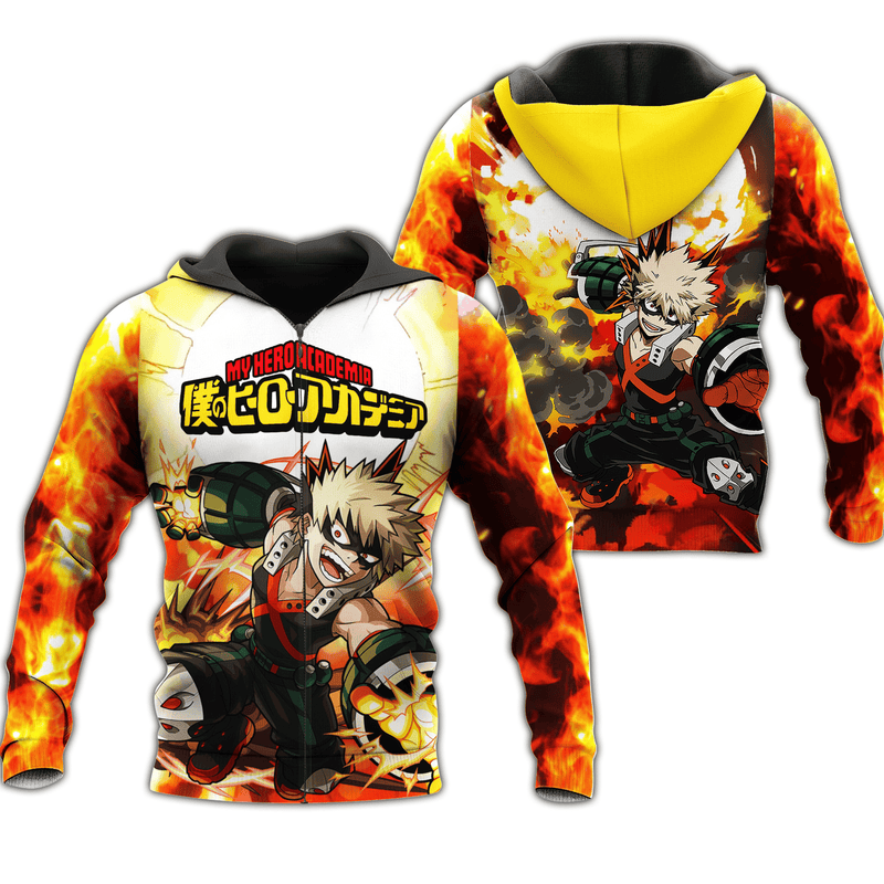 Katsuki Bakugo Zip Hoodie Shirt Fan Gift HA06