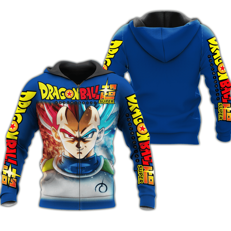 Prince Vegeta Zip Hoodie Cosplay Shirt Fan Gift VA06