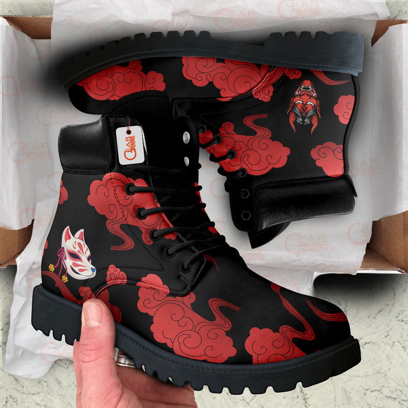 Kitsune and Oni Mask Japan Boots Custom Shoes