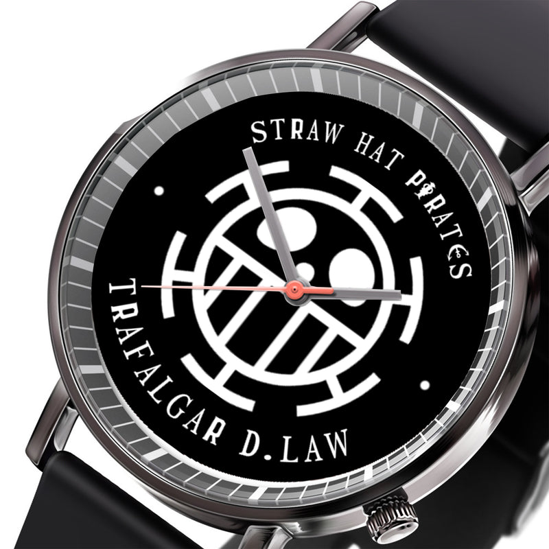 Trafalgar D. Law Symbol Leather Band Wrist Watch Personalized