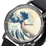 Kanagawa Great Wave Leather Band Wrist Watch