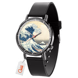 Kanagawa Great Wave Leather Band Wrist Watch