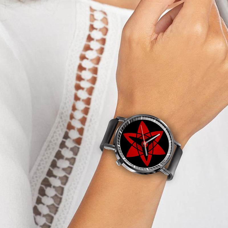 Sasuke Mangekyo Sharingan Leather Band Wrist Watch