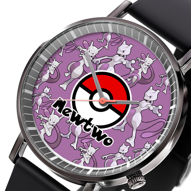 Mewtwo Leather Band Wrist Watch Personalized