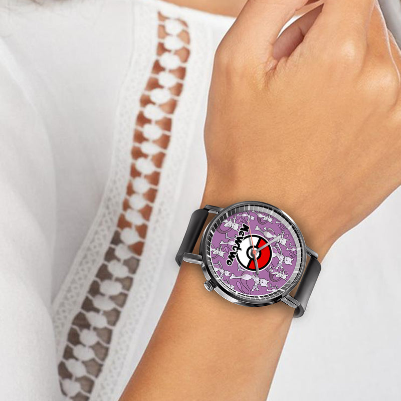 Mewtwo Leather Band Wrist Watch Personalized