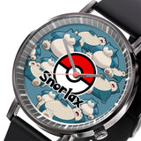 Snorlax Leather Band Wrist Watch Personalized