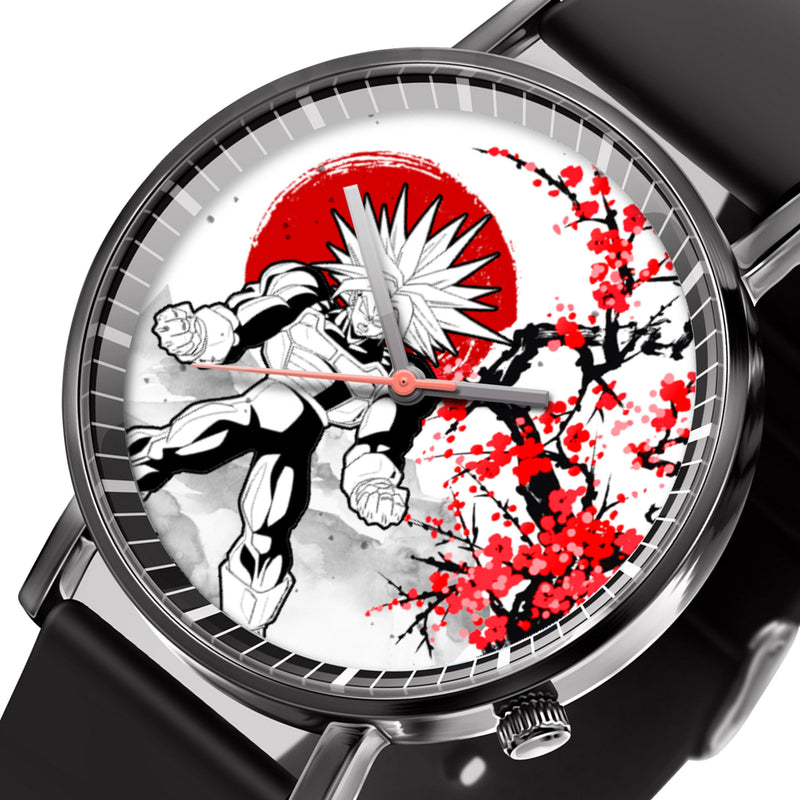 Future Trunks Leather Band Wrist Watch Japan Cherry Blossom