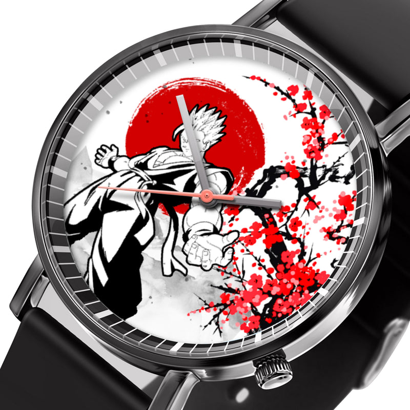 Gohan Leather Band Wrist Watch Japan Cherry Blossom