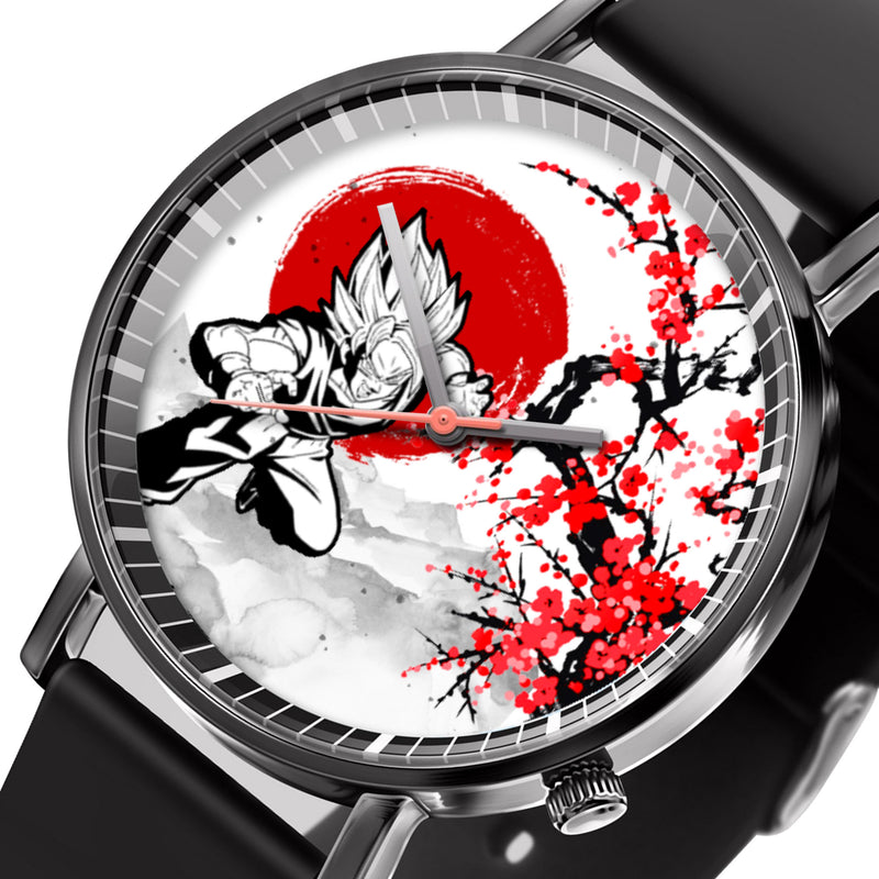 Goku SSJ Leather Band Wrist Watch Japan Cherry Blossom