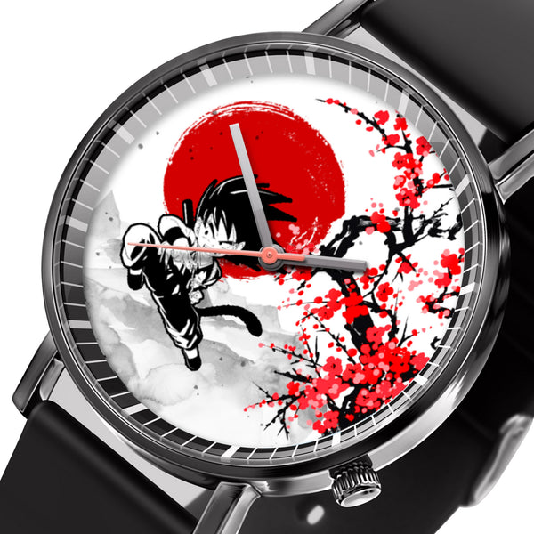 Goku Kid Leather Band Wrist Watch Japan Cherry Blossom