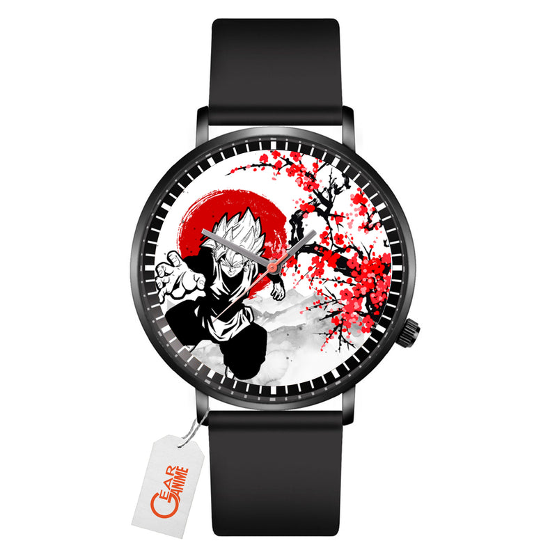 Goku Black Rose Leather Band Wrist Watch Japan Cherry Blossom