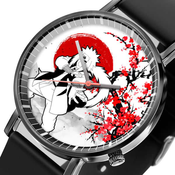 Jiraiya Leather Band Wrist Watch Japan Cherry Blossom