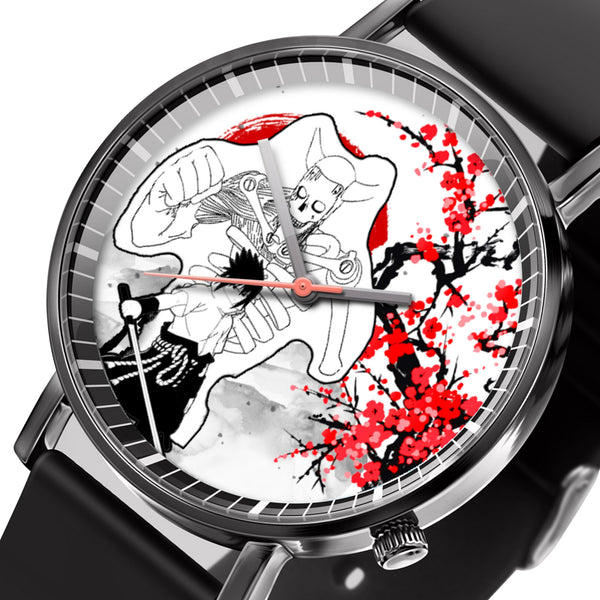 Sasuke Susanoo Leather Band Wrist Watch Japan Cherry Blossom