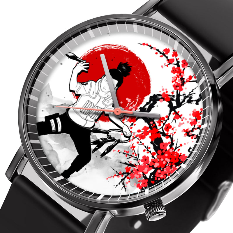 Shikamaru Nara Leather Band Wrist Watch Japan Cherry Blossom