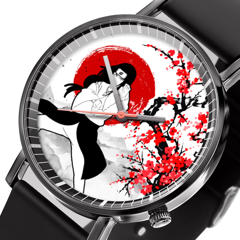 Neji Hyuga Leather Band Wrist Watch Japan Cherry Blossom