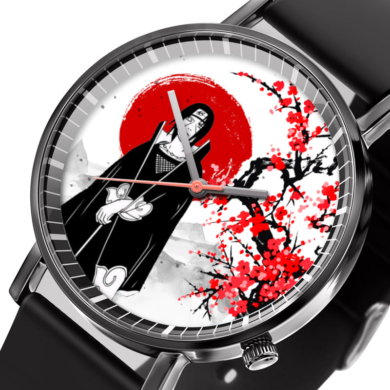 Itachi Uchiha Leather Band Wrist Watch Japan Cherry Blossom