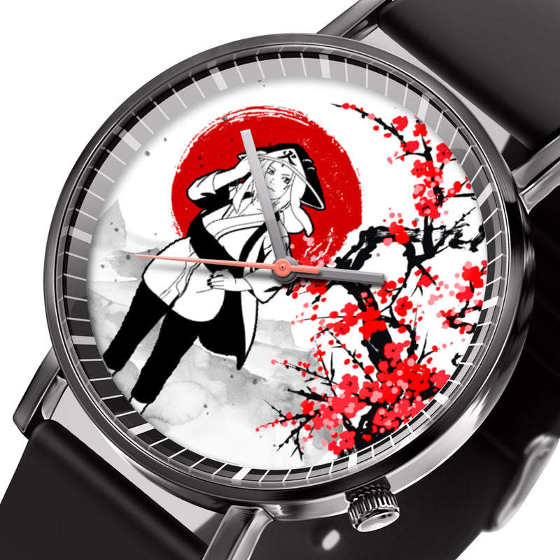 Tsunade Leather Band Wrist Watch Japan Cherry Blossom