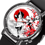 Kiba Inuzuka Leather Band Wrist Watch Japan Cherry Blossom