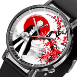 Sabo Leather Band Wrist Watch Japan Cherry Blossom