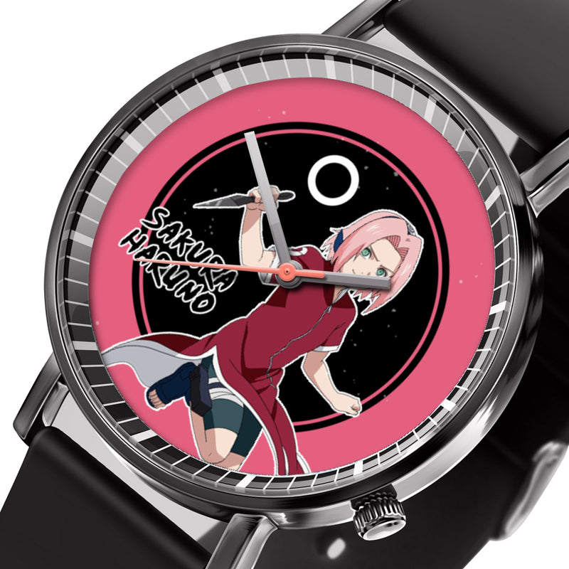 Sakura Haruno Leather Band Wrist Watch Personalized