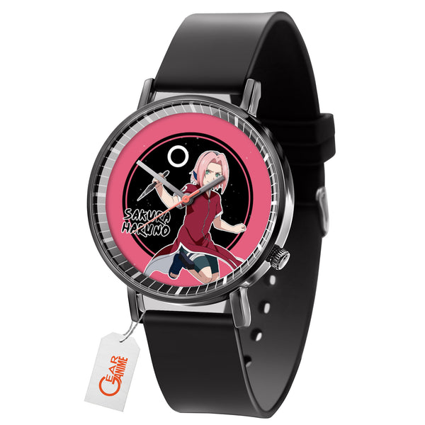 Sakura Haruno Leather Band Wrist Watch Personalized