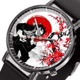 Genya Leather Band Wrist Watch Japan Cherry Blossom