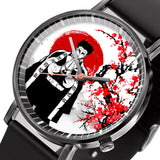 Gyomei Himejima Leather Band Wrist Watch Japan Cherry Blossom