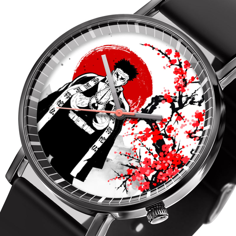 Gyomei Himejima Leather Band Wrist Watch Japan Cherry Blossom