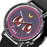 Luna Cat Leather Band Wrist Watch Personalized