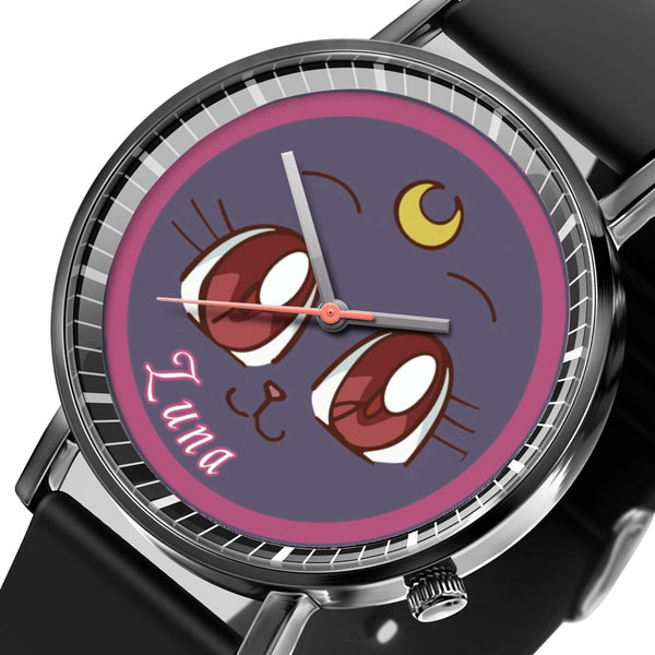 Luna Cat Leather Band Wrist Watch Personalized