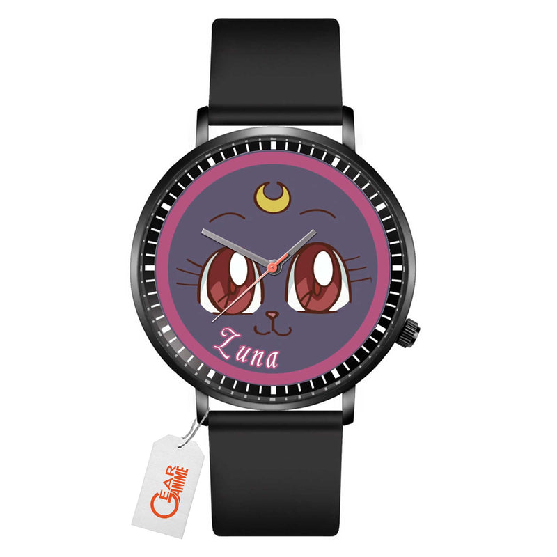 Luna Cat Leather Band Wrist Watch Personalized