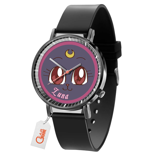 Luna Cat Leather Band Wrist Watch Personalized