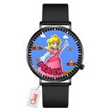 Princess Peach Leather Band Wrist Watch Personalized