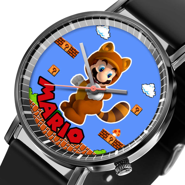 Tanooki Mario Leather Band Wrist Watch Personalized