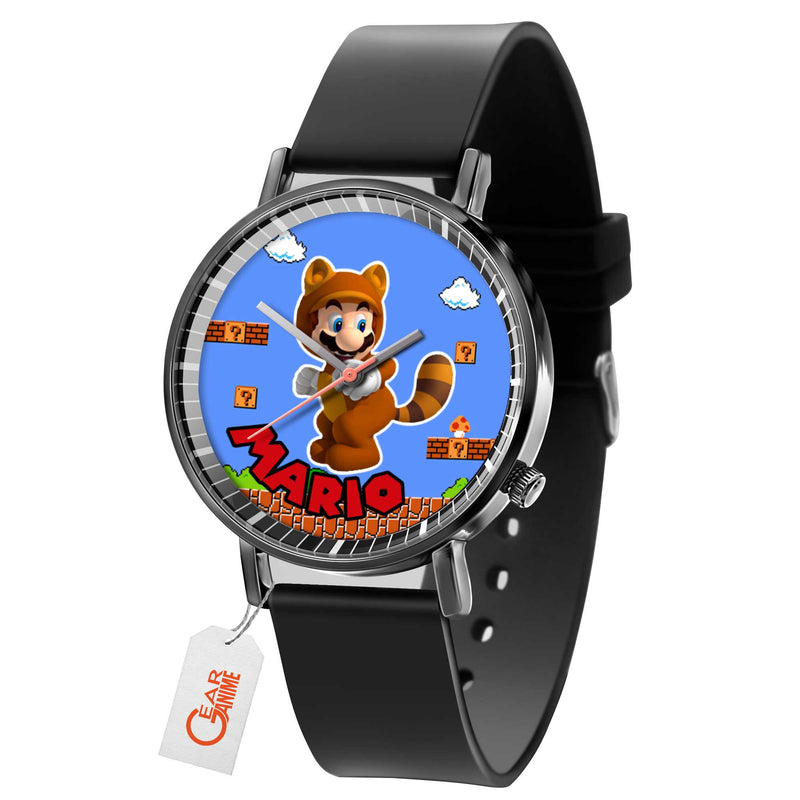 Tanooki Mario Leather Band Wrist Watch Personalized