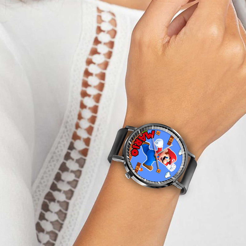 Mario Leather Band Wrist Watch Personalized