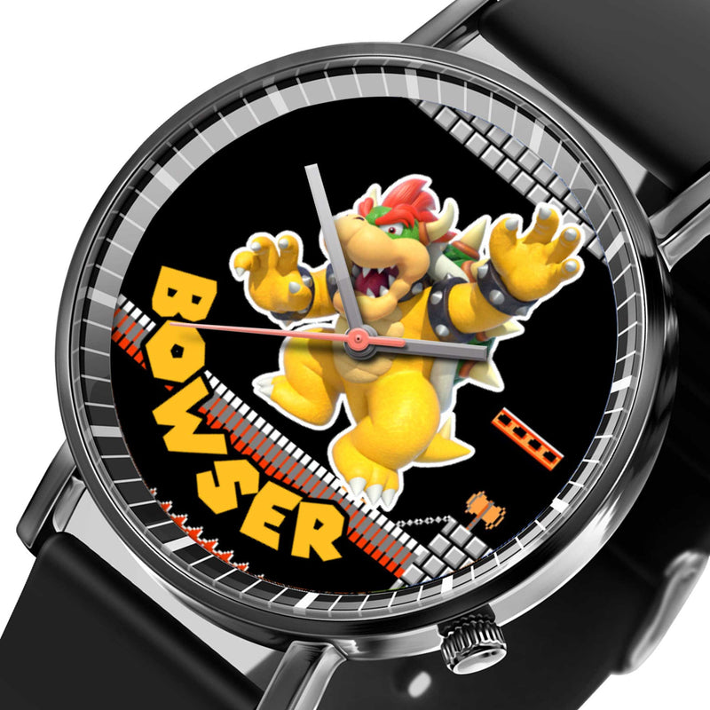 Bowser Leather Band Wrist Watch Personalized