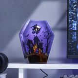 Witch Ride Broom Halloween Theme Epoxy Resin Lamp, Night Light