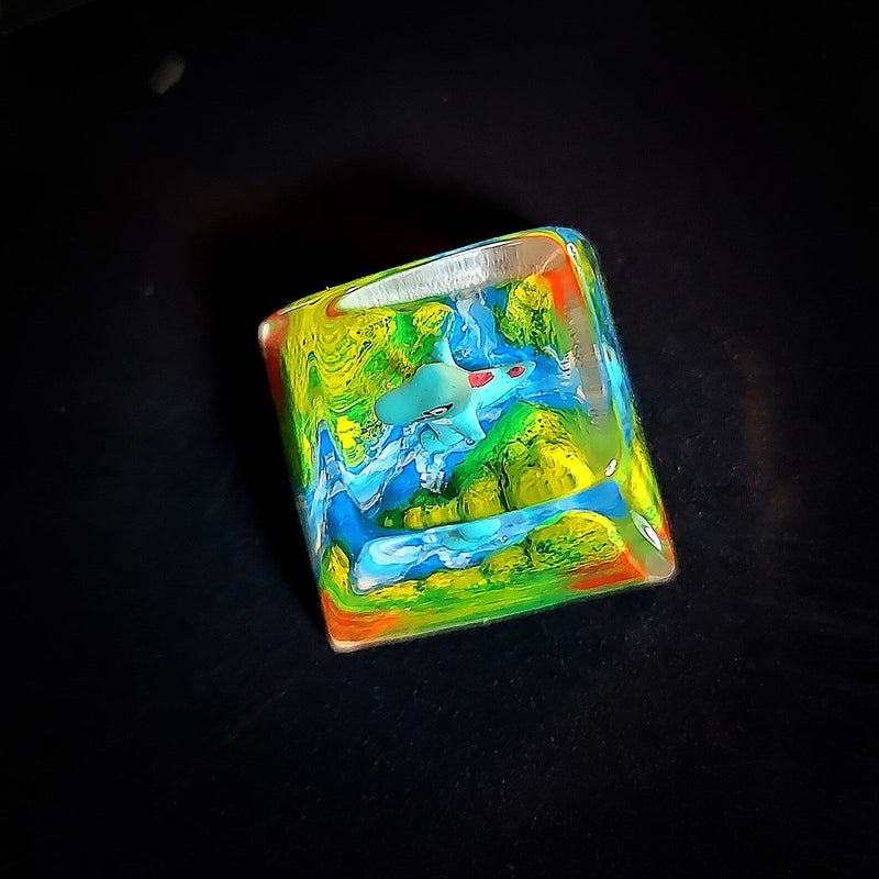 Pokemon Totodile Artisan Keycaps Epoxy Resin