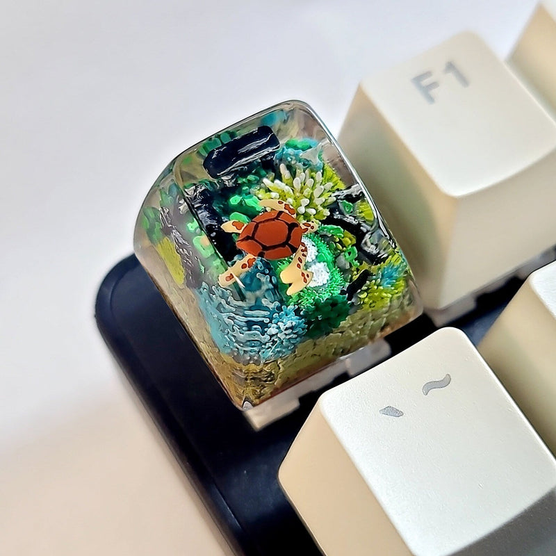 Turtle Coral Undersea Ocean Artisan Keycaps Epoxy Resin