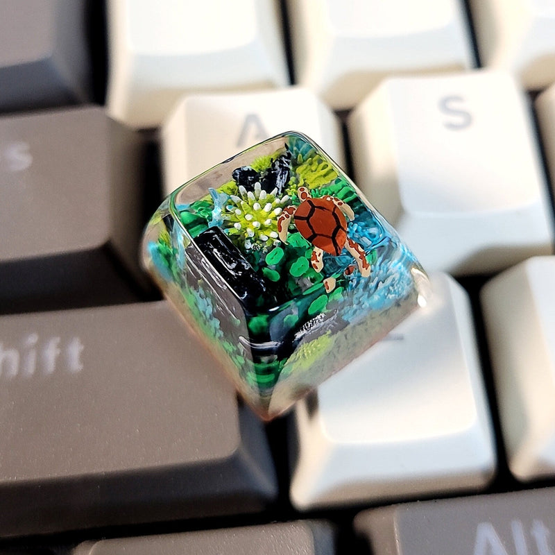 Turtle Coral Undersea Ocean Artisan Keycaps Epoxy Resin