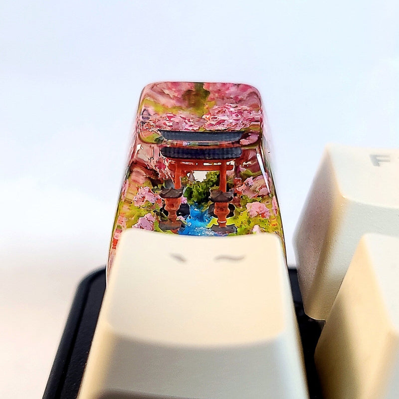 Sakura Torii Gate Cherry Blossom Artisan Keycaps Epoxy Resin